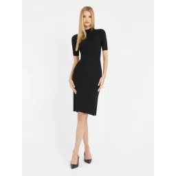 Guess Black Solid Short sleeve Dress image 3