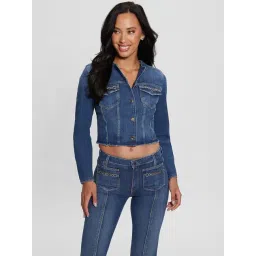 Guess Blue Solid Full Sleeves Jacket-picture-20