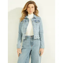 Guess Blue Solid Full Sleeves Jacket-picture-15