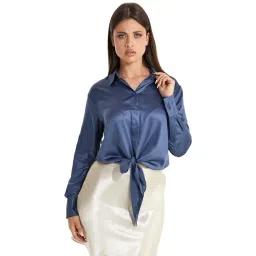 Guess Blue Solid Full Sleeves Shirt-picture-23