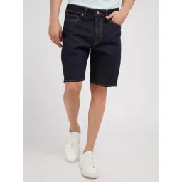 Guess Blue Solid Regular Fit Denim Shorts-picture-27