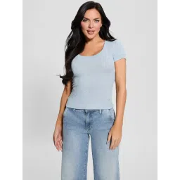 Guess Blue Solid Regular Fit T-Shirt-picture-46