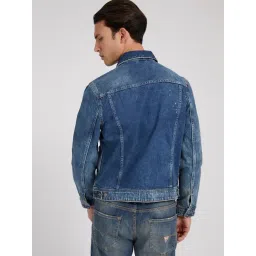 Guess Blue Solid Spread Collar Denim Jacket image 2