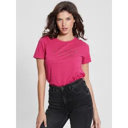 GUESS Brand Logo Embellished Pure Cotton T-shirt-picture-35