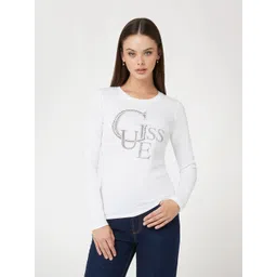 GUESS Brand Logo Embellished T-shirt-picture-38
