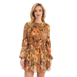 Guess Brown Print Full Sleeves Dress-picture-22