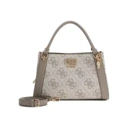 Guess Dark Taupe Karnilla Girlfriend Printed Satchel-picture-39