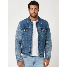 GUESS Dillion Men Washed Cotton Denim Jacket With Patchwork-picture-17