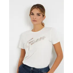 GUESS Embellished Round Neck Cotton Casual T-shirt-picture-20
