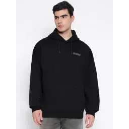Guess Emis Organic Cotton Jet Black Solid Hooded Neck Regular Fit Sweatshirt-picture-29