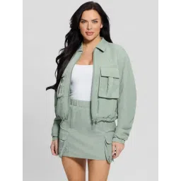 Guess Green Polyamide Solid Long Sleeves Jacket-picture-29