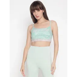 Guess Green Printed Shoulder Strap Sleeveless Crop Top-picture-45