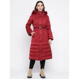 Guess Maroon Quilted Hood Full Sleeve Jacket-picture-18