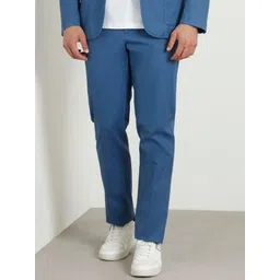 GUESS Men CottonRegular Fit Solid Mid-Rise Full Length Flat-frontTrousers-picture-13