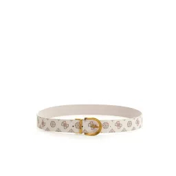 Guess Men White Polyurethane Monogram Alva Adjustable Belt with Tang Buckle-picture-13