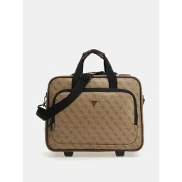 Guess Men's Beige PU Printed Travel Roller Trolly Bag-picture-37