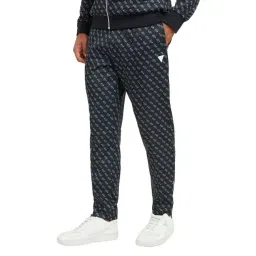 Guess Men's Black Polycotton Printed Regular Fit Trackpants-picture-10