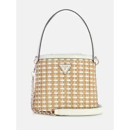 Guess Natural & White Atalia Woven Bucket Bag-picture-24