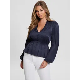 Guess Navy Blue Embroidery Full Sleeves Tops-picture-38