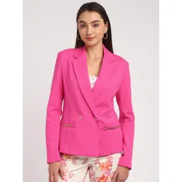 GUESS Notched Lapel Collar Double-Breasted Blazer-picture-25