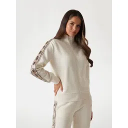 Guess Ocean Salt Solid High Neck Full Sleeves Zipped Sweatshirt-picture-34