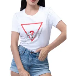 Guess Pure White Embellished Regular Fit T-Shirt-picture-24