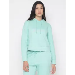 Guess Sea Green Solid Full Sleeve Hood-picture-42