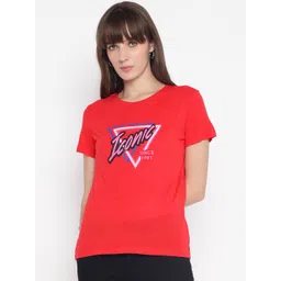 GUESS Typography Printed Round Neck Regular Fit Cotton T-shirt-picture-36