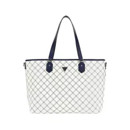 Guess White & Navy Cruise Vibe Quilted Tote-picture-30