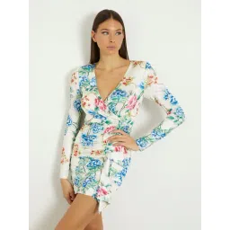 Guess White Floral Full Sleeves Dress-picture-23