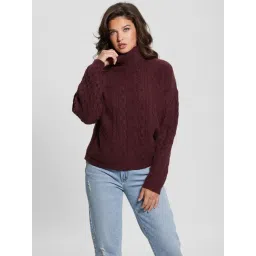 Guess Wine Self Full Sleeves Sweater-picture-26