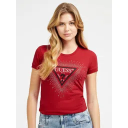 GUESS Women Brand Logo Printed Extended Sleeves Pockets Slim Fit T-shirt-picture-24