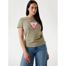 GUESS Women Brand Logo Printed Slim Fit Cotton T-shirt-picture-26