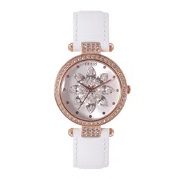 GUESS Women FULL BLOOM Embellished Dial & White Leather Straps Analogue Watch GW0382L3-image-34