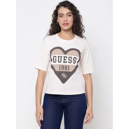 GUESS Women Printed Pure Cotton Boxy T-shirt-image-40