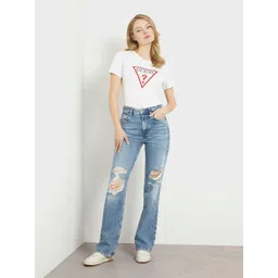 GUESS Women Printed Round Neck Slim Fit T-shirt-picture-33