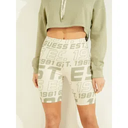 GUESS Women Printed Skinny Fit High-Rise Shorts-image-38