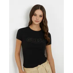 GUESS Women Round Neck Typography T-shirt-picture-21