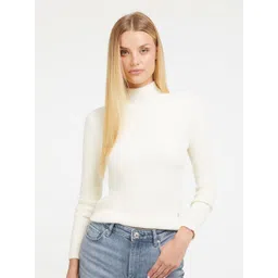 GUESS Women Solid Mock Collar Sweater-picture-10