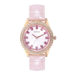 GUESS Women White Patterned Dial & Pink Leather Straps Analogue Watch GW0032L2-image-20