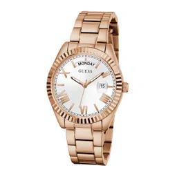 GUESS Women White Solid Dial & Rose Gold Toned Straps Analogue Watch GW0308L3-image-14