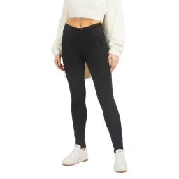 Guess Women's Black Cotton Solid Skinny Fit Jeans-picture-25