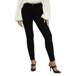Guess Women's Black Cotton Solid Skinny Fit Jeans-picture-26