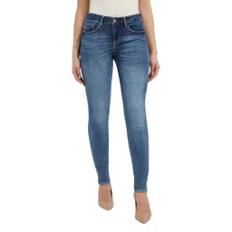 Guess Women's Blue Cotton Blend Solid Skinny Fit Jeans-picture-27