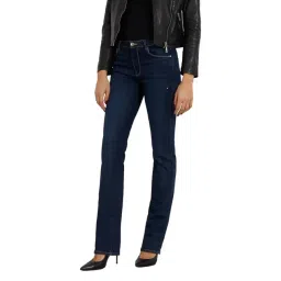 Guess Women's Blue Cotton Solid Slim Fit Jeans-picture-46