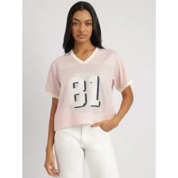 Guess Jeans 81 Blush Cotton Boxy Fit Printed T-Shirt-picture-31