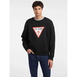 Guess Jeans iconic Triangle Jet Black Cotton Oversized Printed Sweatshirt-picture-44