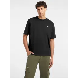 Guess Jeans Mini Triangle Jet Black Cotton Oversized T-Shirt-picture-32