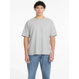 Guess Jeans Mini Triangle Medium Grey Heath Cotton Oversized T-Shirt-picture-14
