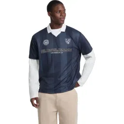 Guess Jeans Navy Blue Soccer Stripes Relaxed Fit Jersey-picture-20